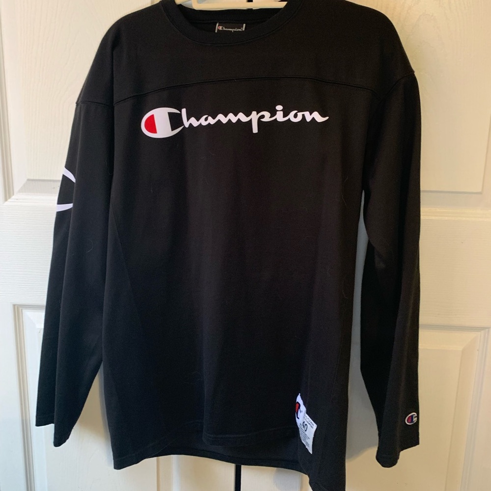 Mens Champion Long Sleeve Jersey, Medium, Like New Condition, Seldom Worn, Black